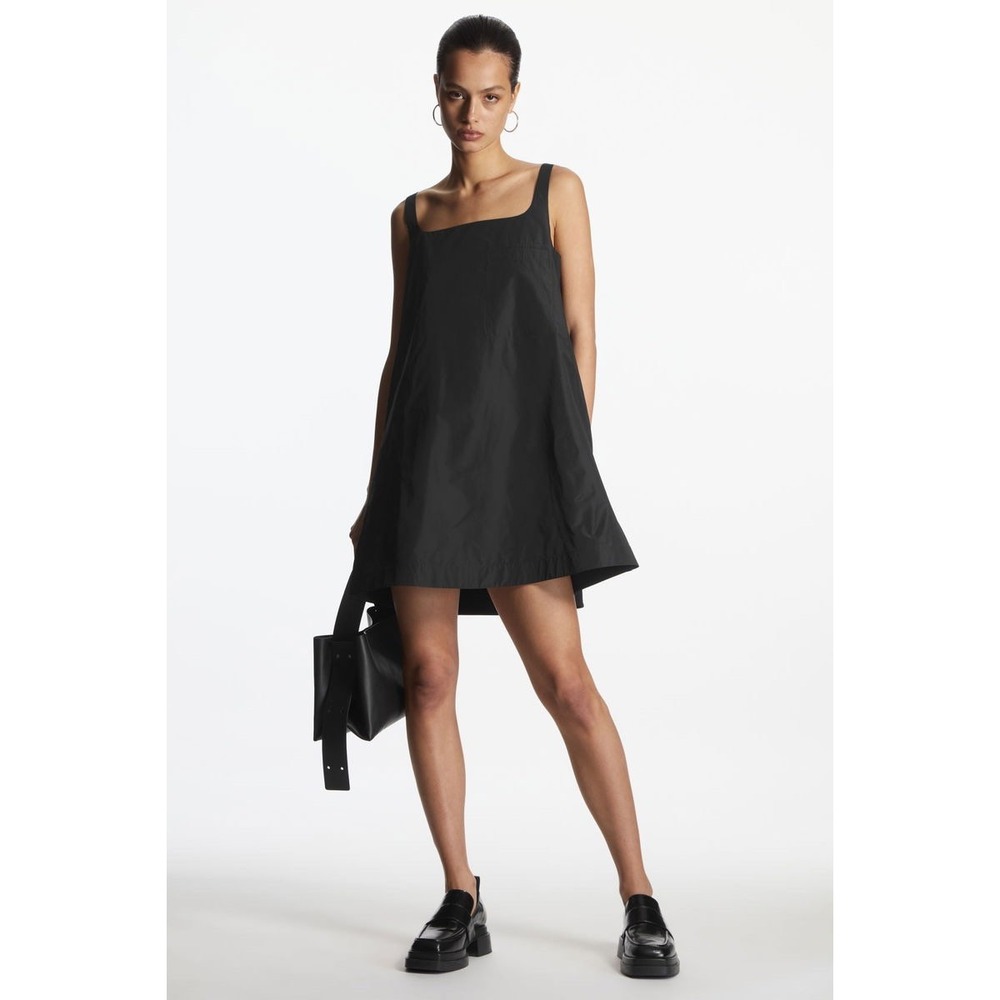 COS Contrast Panel Mini Dress In Black Size Large Minimalist LBD Classic